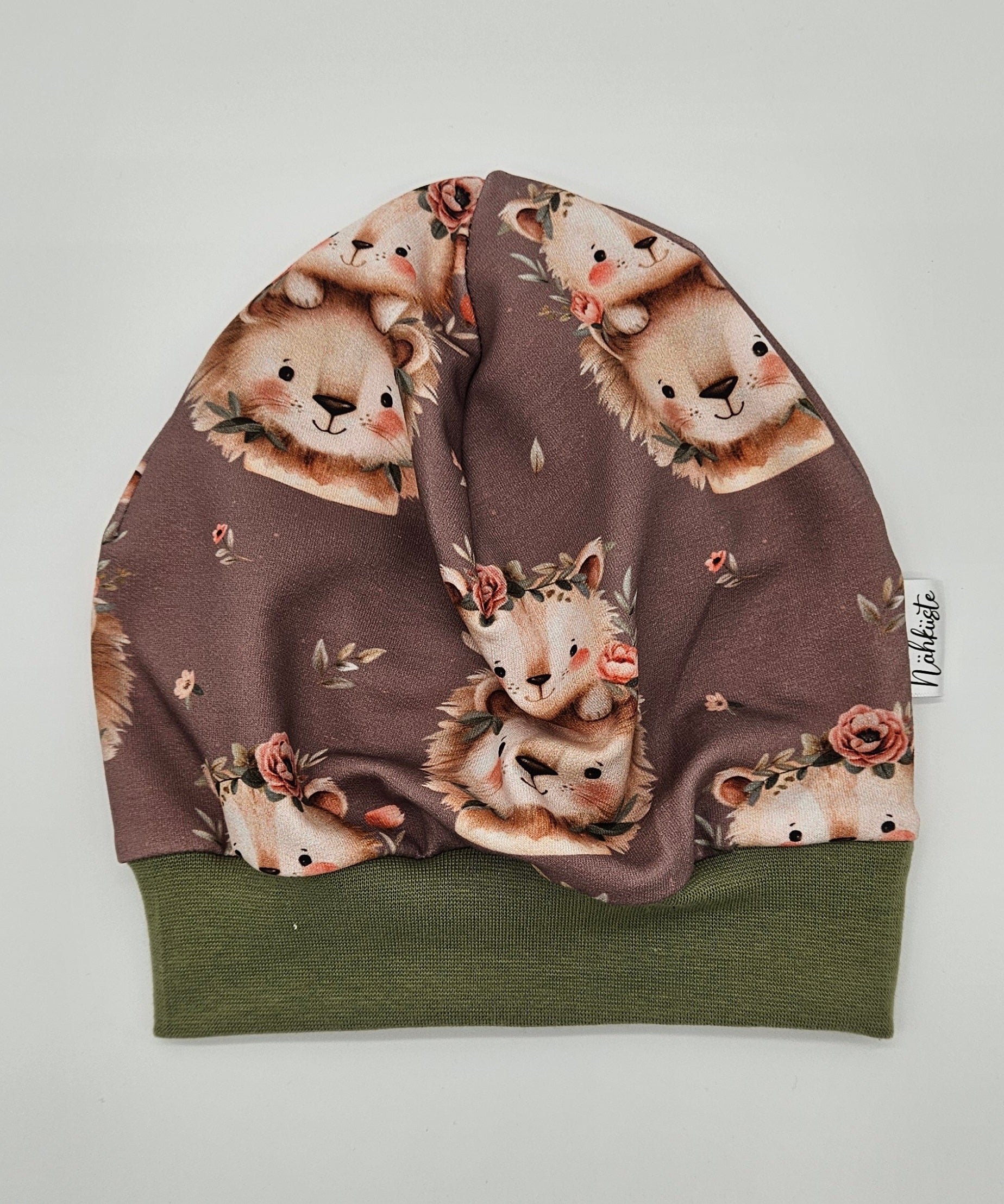 Beanie "Löwenfamilie Mauve"