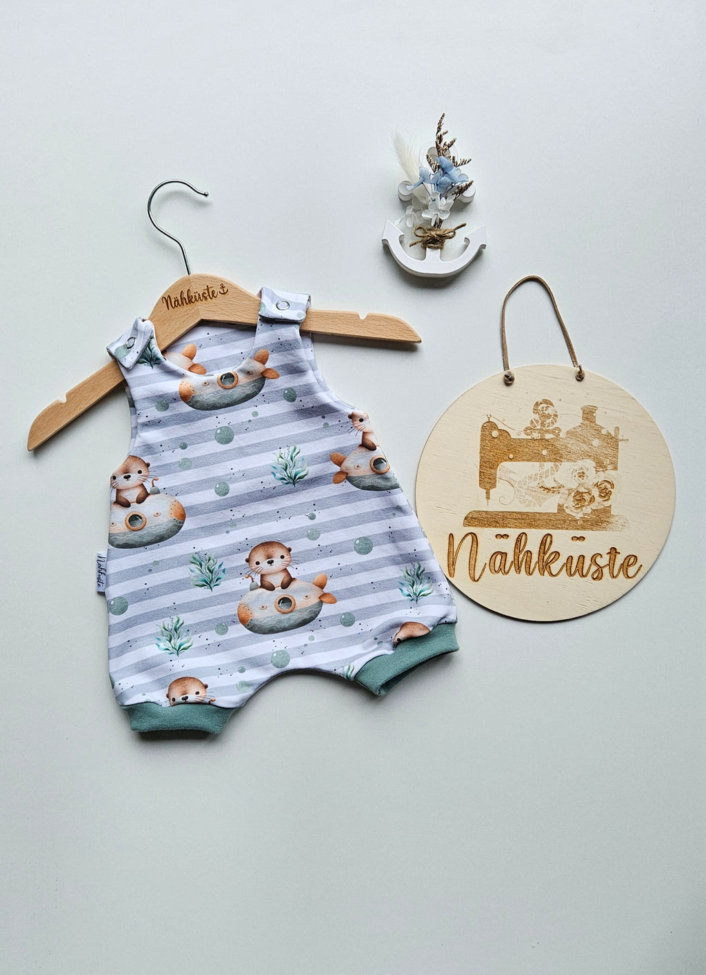 Romper / Strampler kurz „Otter gestreift"