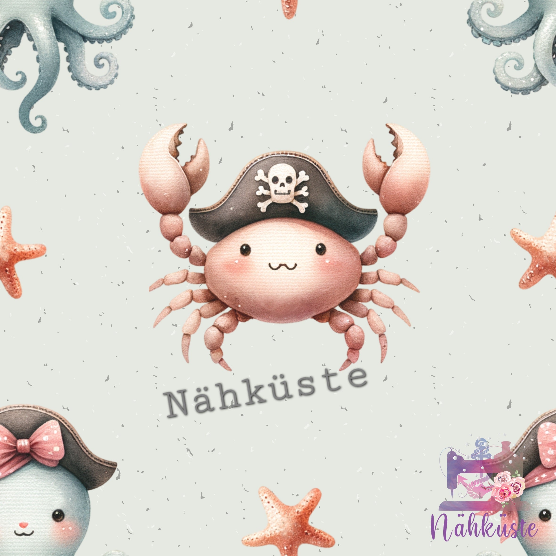 French Terry „Piratentiere" / Meterware