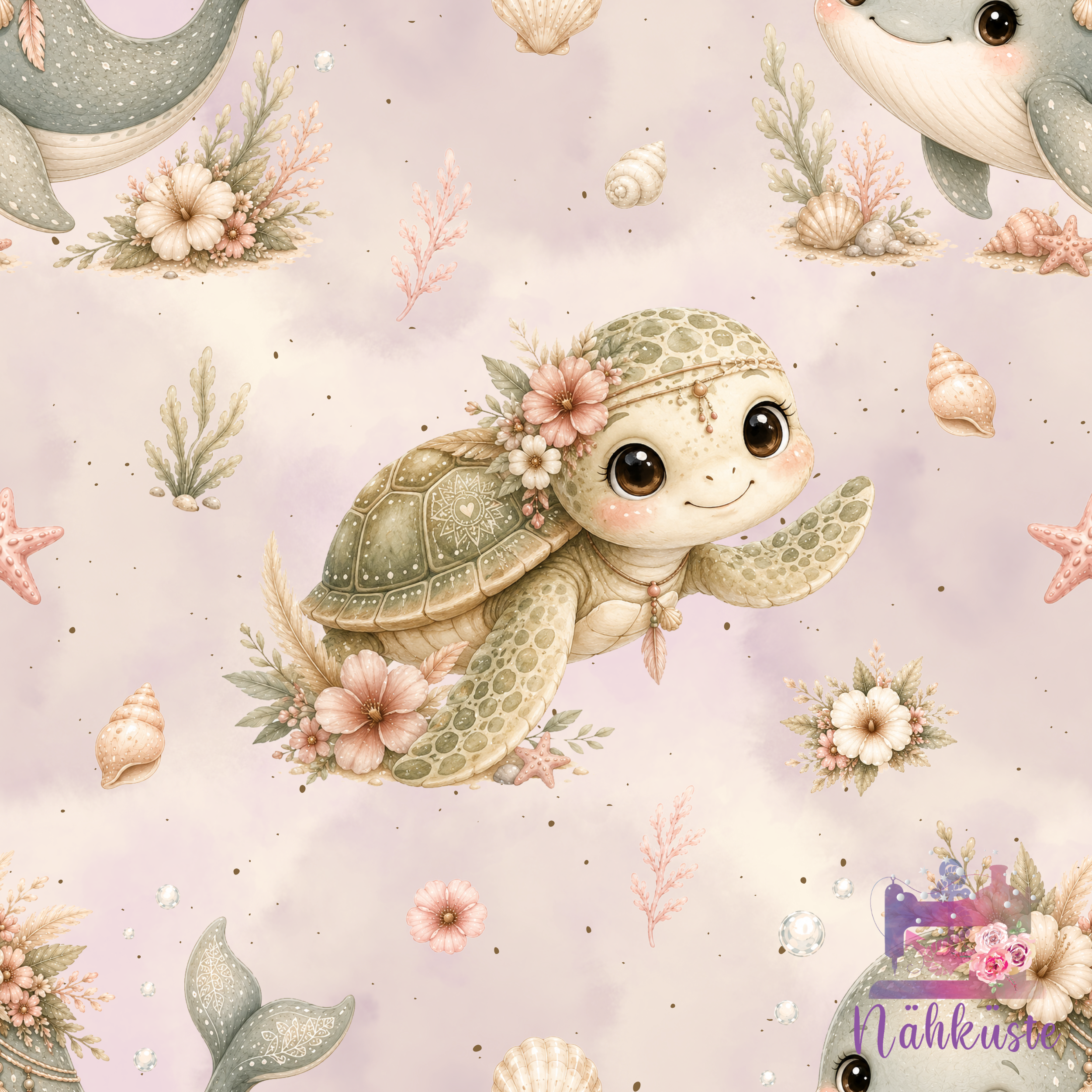 Jersey „Boho Schildkröte“ / Meterware